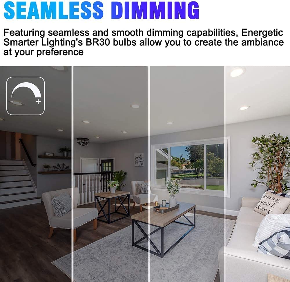 E ENERGETIC LIGHTING BR30 LED Recessed Light Bulbs, 105W Equivalent, 1500LM, Dimmable, 3000K Warm White, 12 Pack