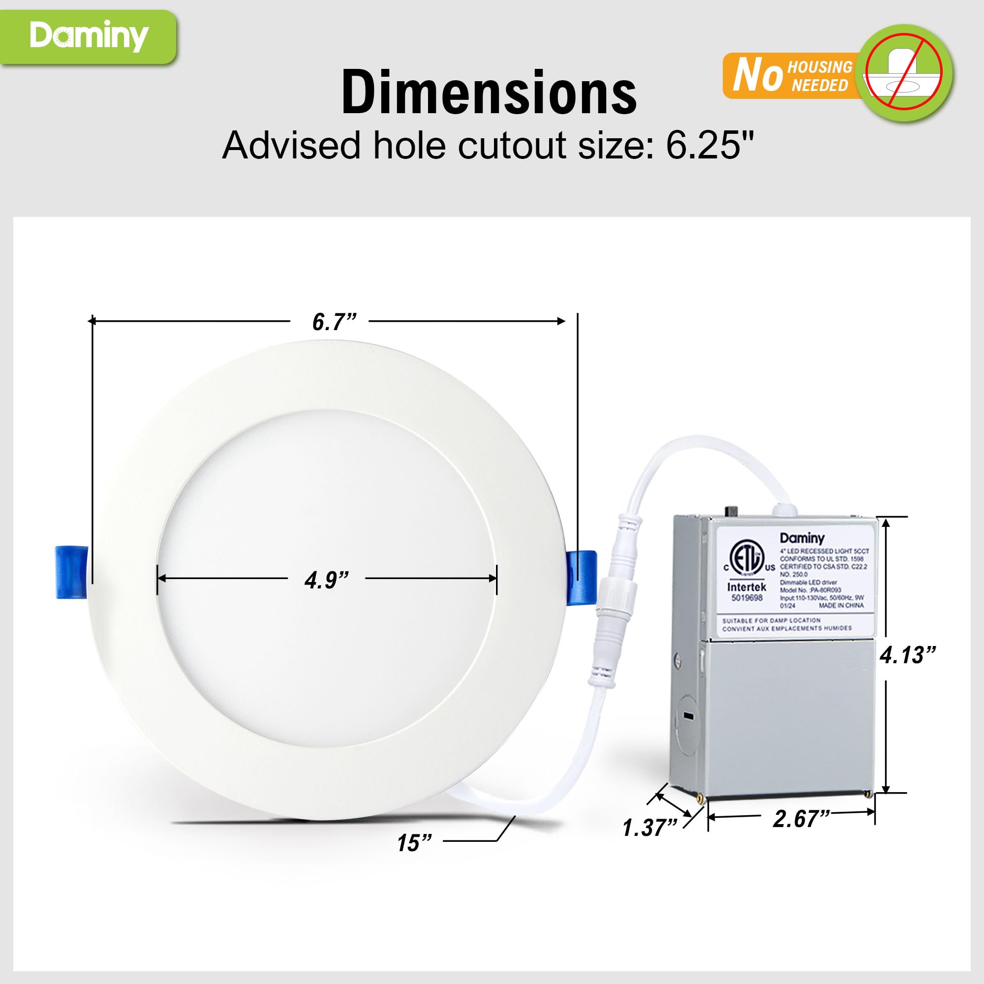 DAMINY 24 Pack 6 Inch Ultra-Thin LED Recessed Lighting, Dimmable, 11W 1100lm, 5CCT, ETL Certified