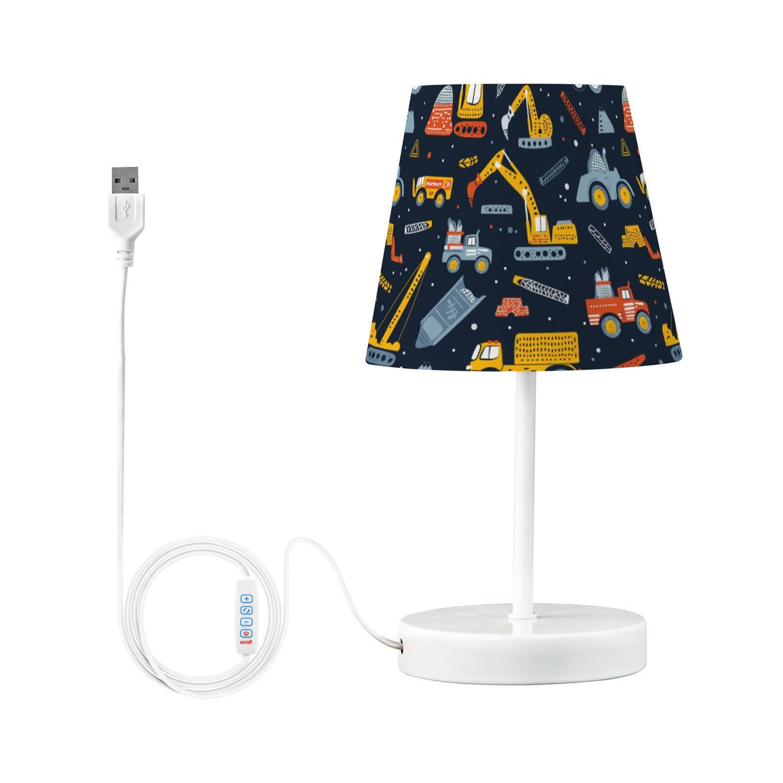 BOENLE Bedside Lamp Trucks Excavator Table Lamp Bedroom LED Nightstand Desk Lamp Lampshade for Sleeping Living Room Dorm Office