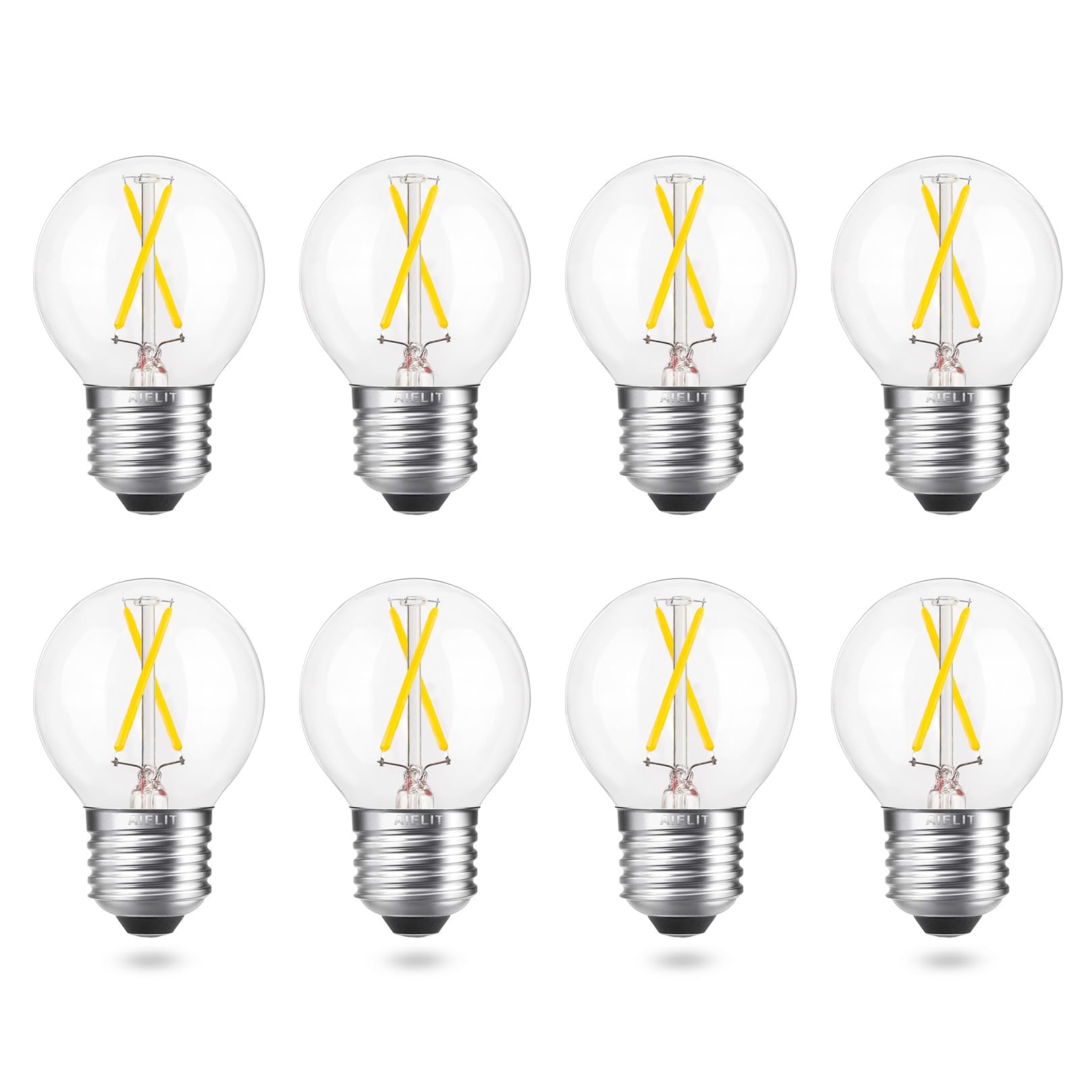 Aielit 2 Watt(25-30W Equivalent) Led Vanity Light Bulb, A15 Globe Bulb, Bright White 5000K, E26 Medium Base, Ideal For Bathroom 