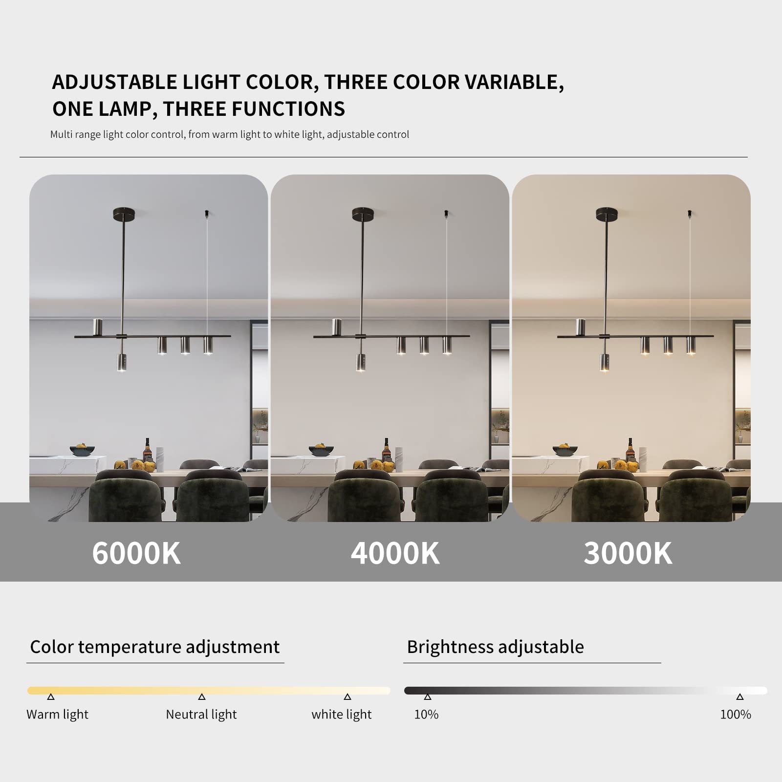 Siittoo Dining Room Light Fixture  Upgraded Dimmable Led Modern Pendant Light With Electroplated Surface  Modern Black Led Hanging Chandelier Light Fixture For Kitchen Island Dining Room 35W 5-Light