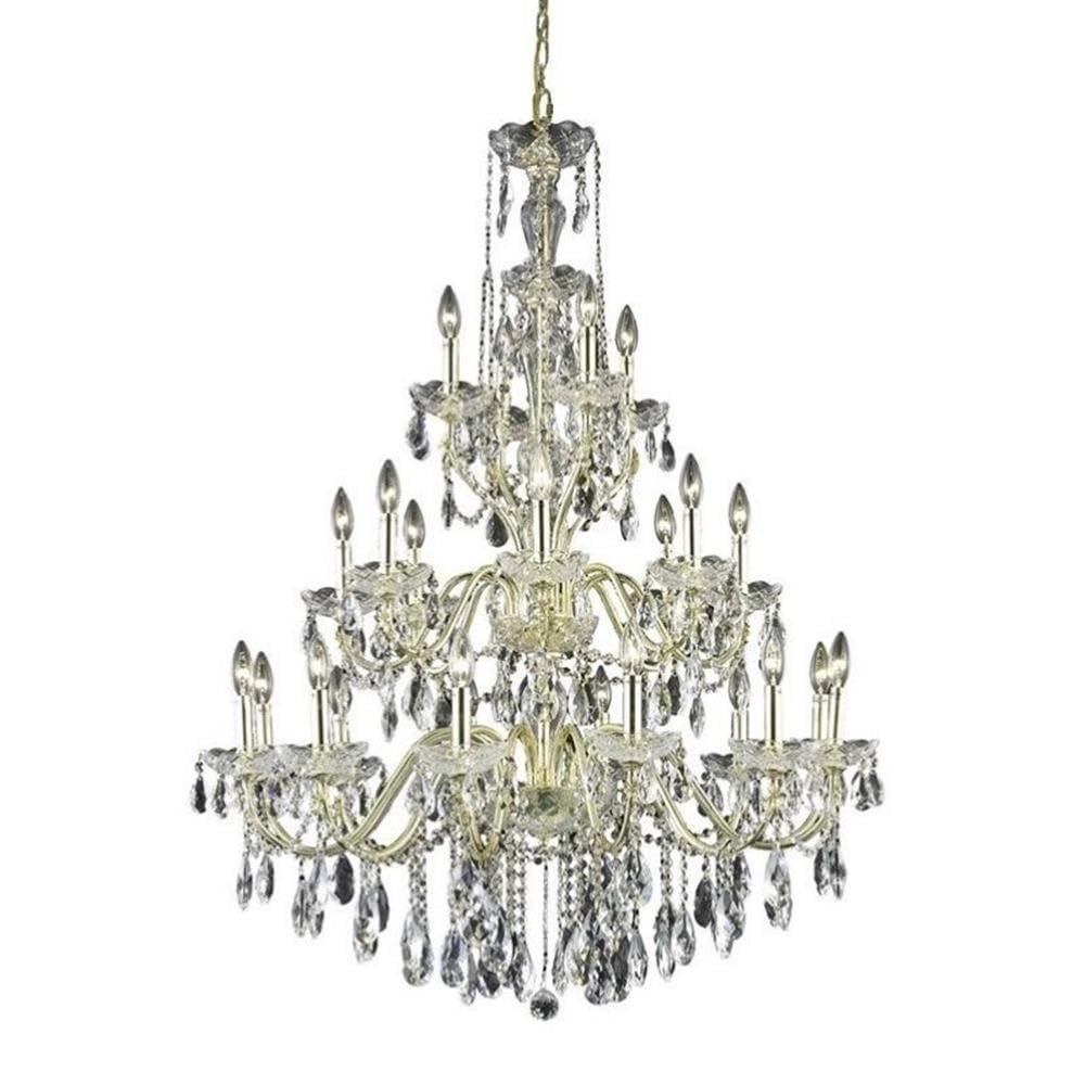 Elegant Lighting 2016G36G/RC Francis Collection 24-Light Hanging Fixture Royal Cut Crystals with Gold Finish