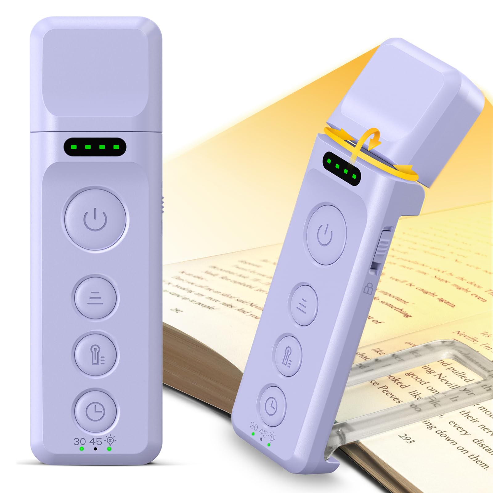 Glocusent Book Lights For Reading At Night, Rechargeable Reading Light With Sleep Aid & Timer, 5 Brightness & 3-Color Book Lamp