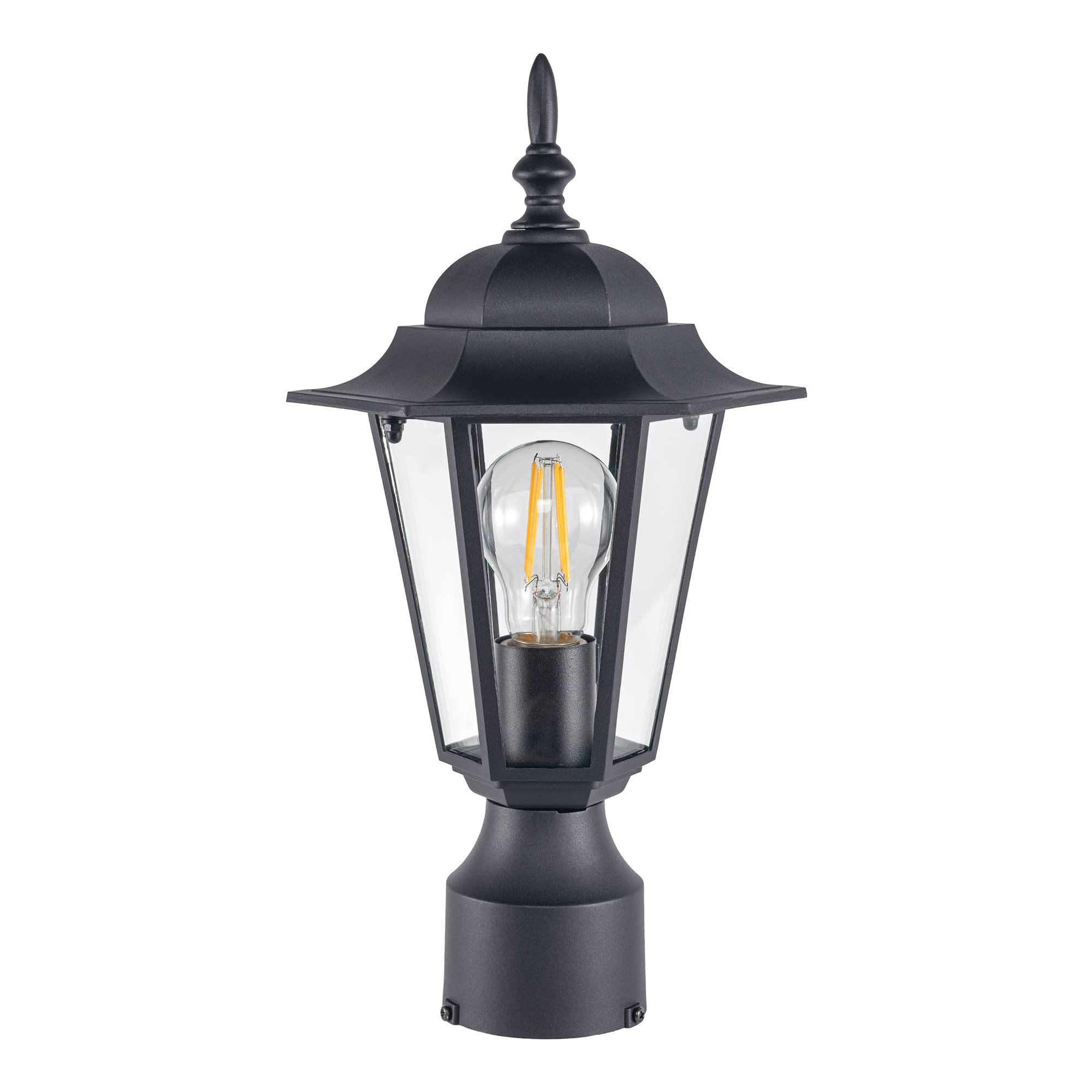 GRUENLICH Outdoor Post Lighting Fixture, Aluminum, E26 Medium Base, Max 60W, Black Finish, 1 Pack, Model GR-PL001