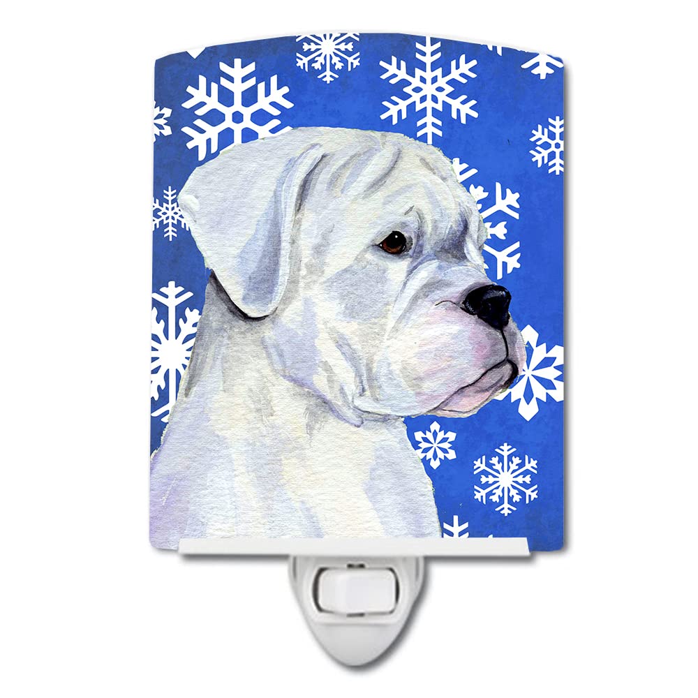 Carolines Treasures Ceramic Night Light, Boxer Winter Snowflakes, UL-Certified, 6x4x3in, Multicolor, Model SS4647CNL