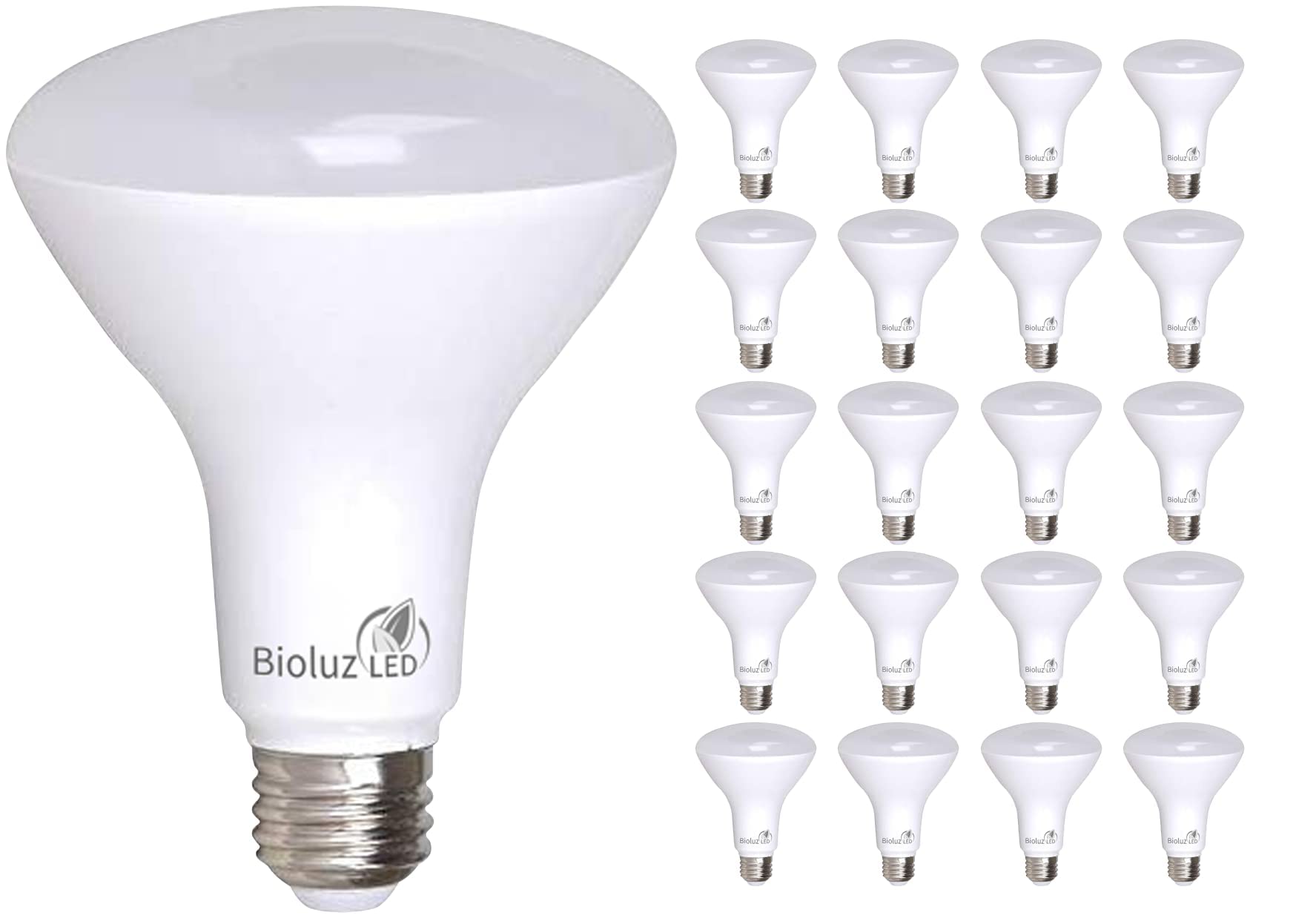 Bioluz Led 20 Pack Br30 Led Bulbs, Indoor Flood Lights 90+ Cri 65W Equivalent Uses 7.5W 4000K Cool White 650 Lumens, E26 Base Di