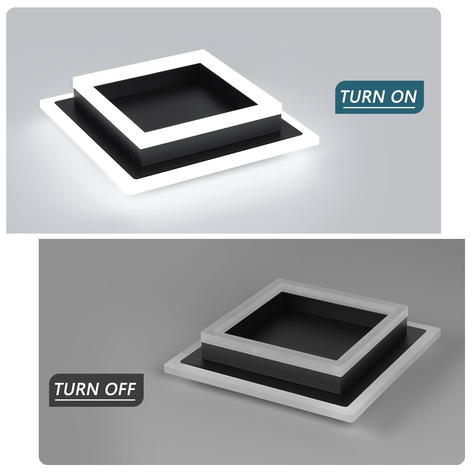 Eidisuny Modern Led Ceiling Light  Hallway Flush Mount Ceiling Light  32W  6000K  Black Square Hallway Lighting Fixtures For Living Room Kitchen Bedroom (Black) 2 Pack