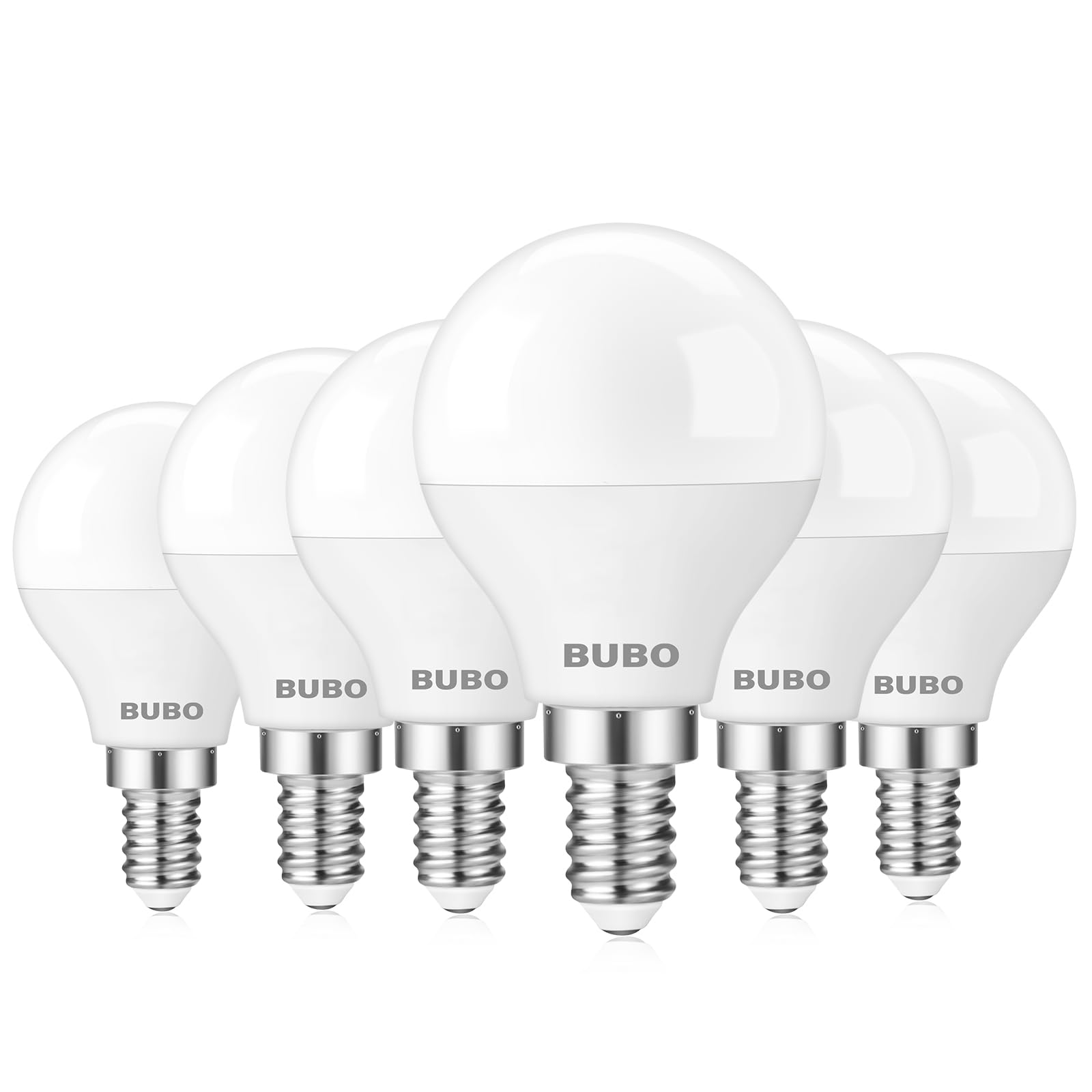 BUBO E12 LED Ceiling Fan Bulbs, 5.5W 650LM, 4000K Cool White, Candelabra Base, 6 Pack, Model BUA15E