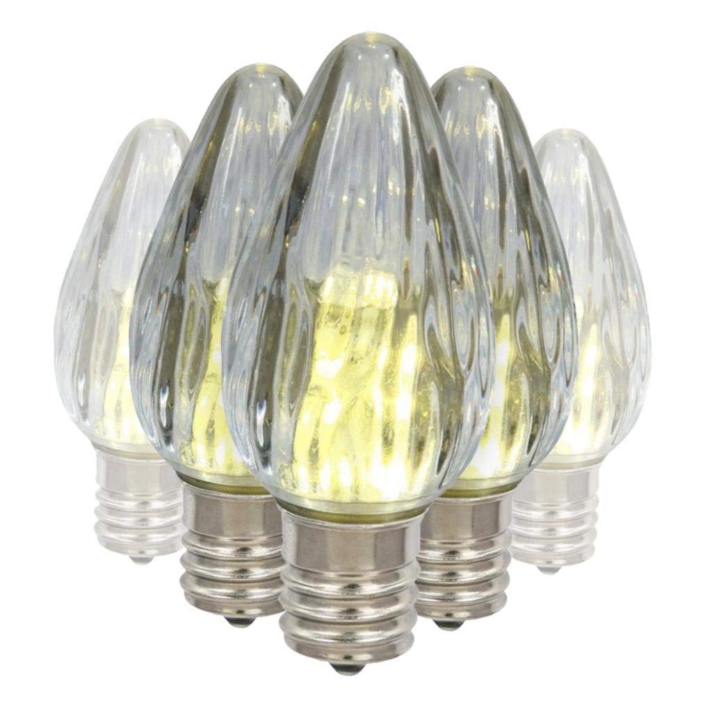 Vickerman F15 LED Flame Replacement Bulb, Dimmable, 0.96W, E26 Nickel Base, Pure White, 25 Bulbs per Pack, Model XLEDF19