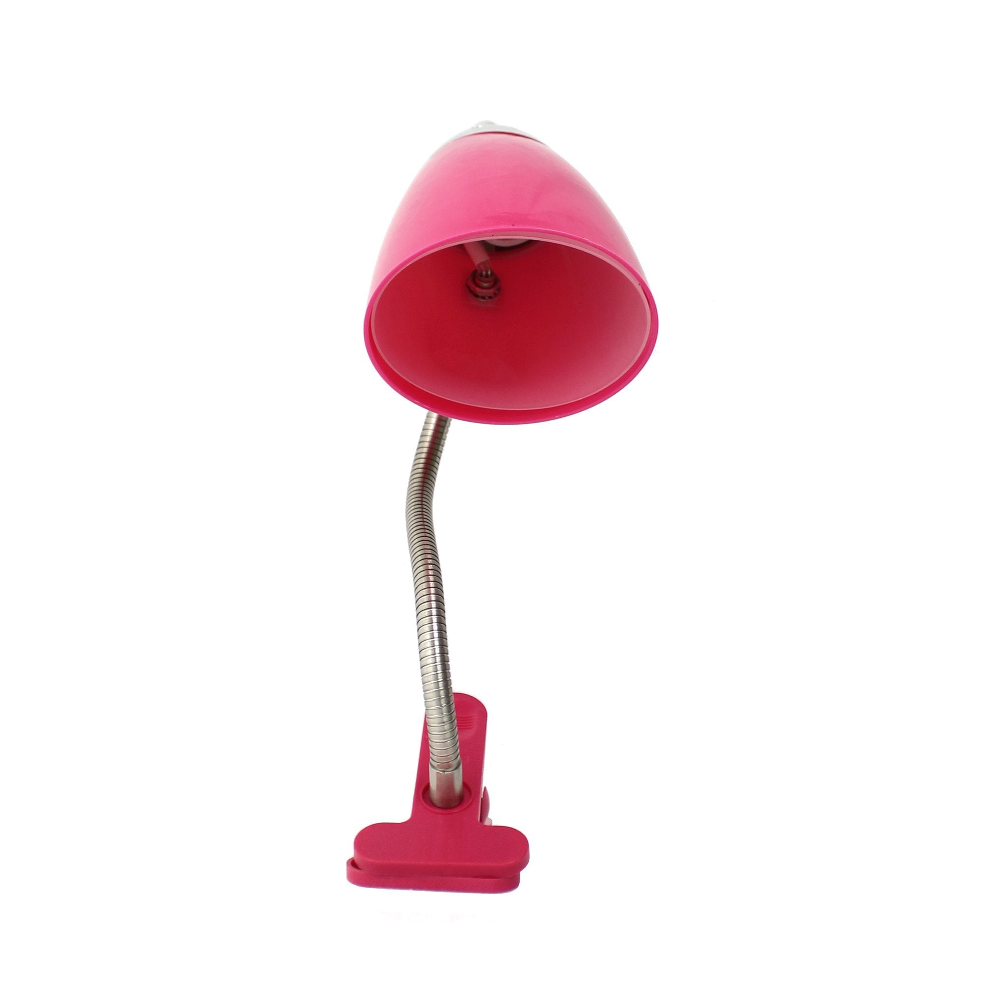 Simple Designs Ld2001-Pnk Flossy Flexible Gooseneck Desk Lamp Clip Light, For Desks, Nightstands, Reading, Pink