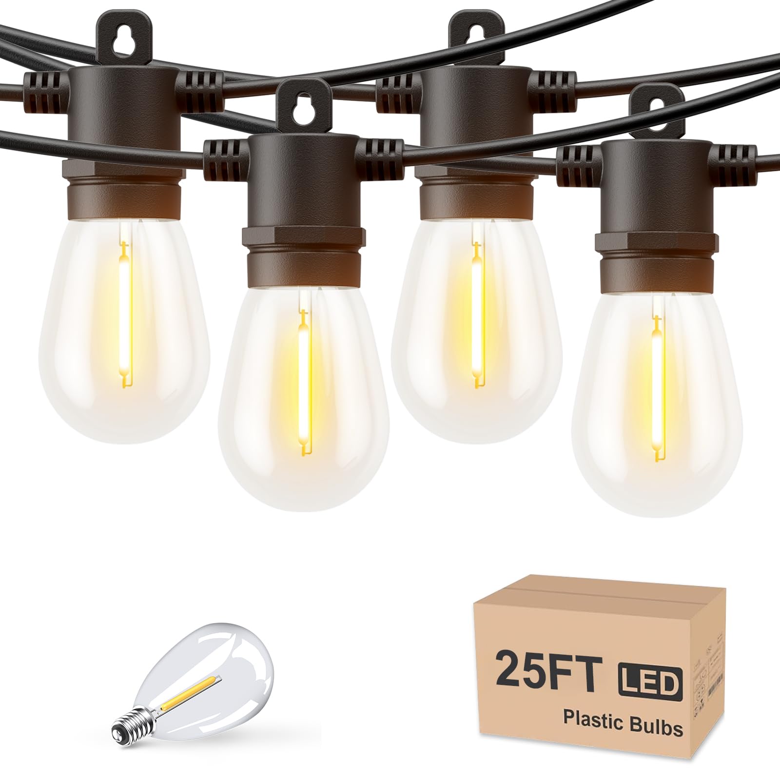 Svater LED Outdoor String Lights 128 FT, Patio Lights with Shatterproof Bulbs, Outside Hanging Light Waterproof for Porch, Deck,