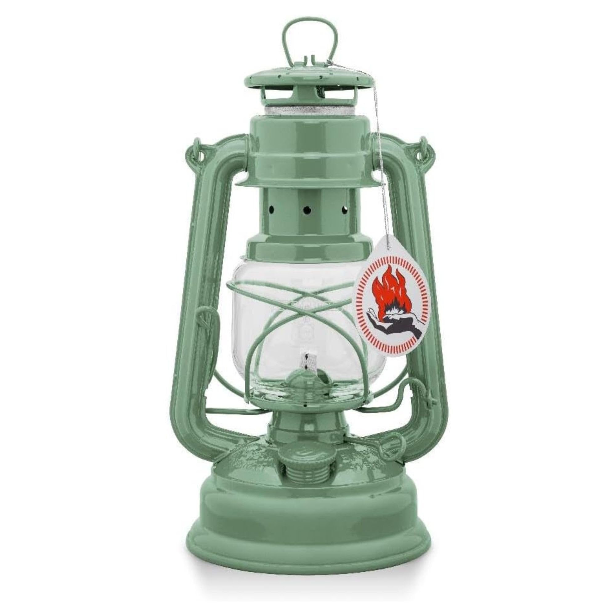 Feuerhand Baby Special 276 Storm Lantern - Made in Germany Since 1893 - Petroleum Lamp Made of Powder-Coated Steel and Shatterproof Glass - Sage Green