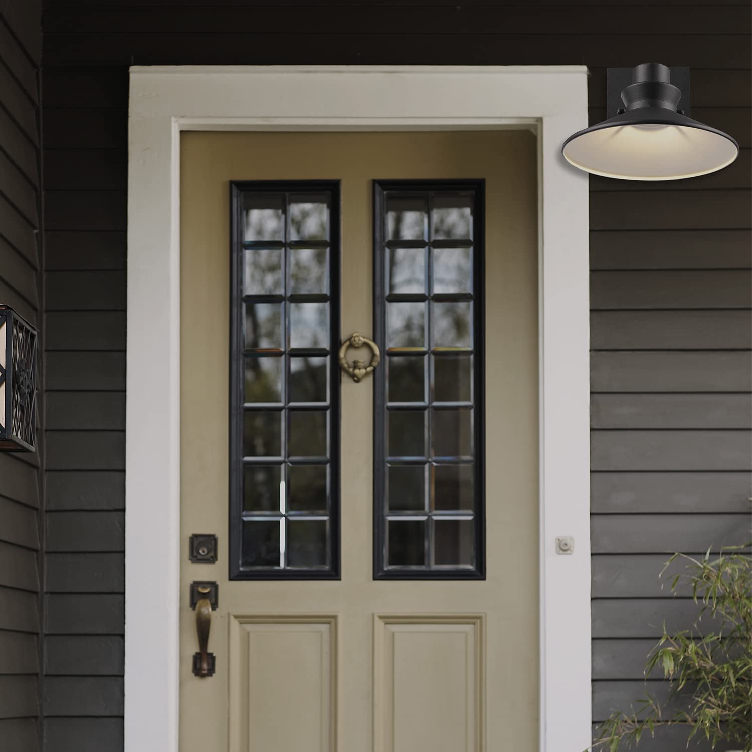 Globe Electric Harris LED Outdoor Wall Sconce, 11W, 530 Lumens, 3000K, Matte Black, Model 44686