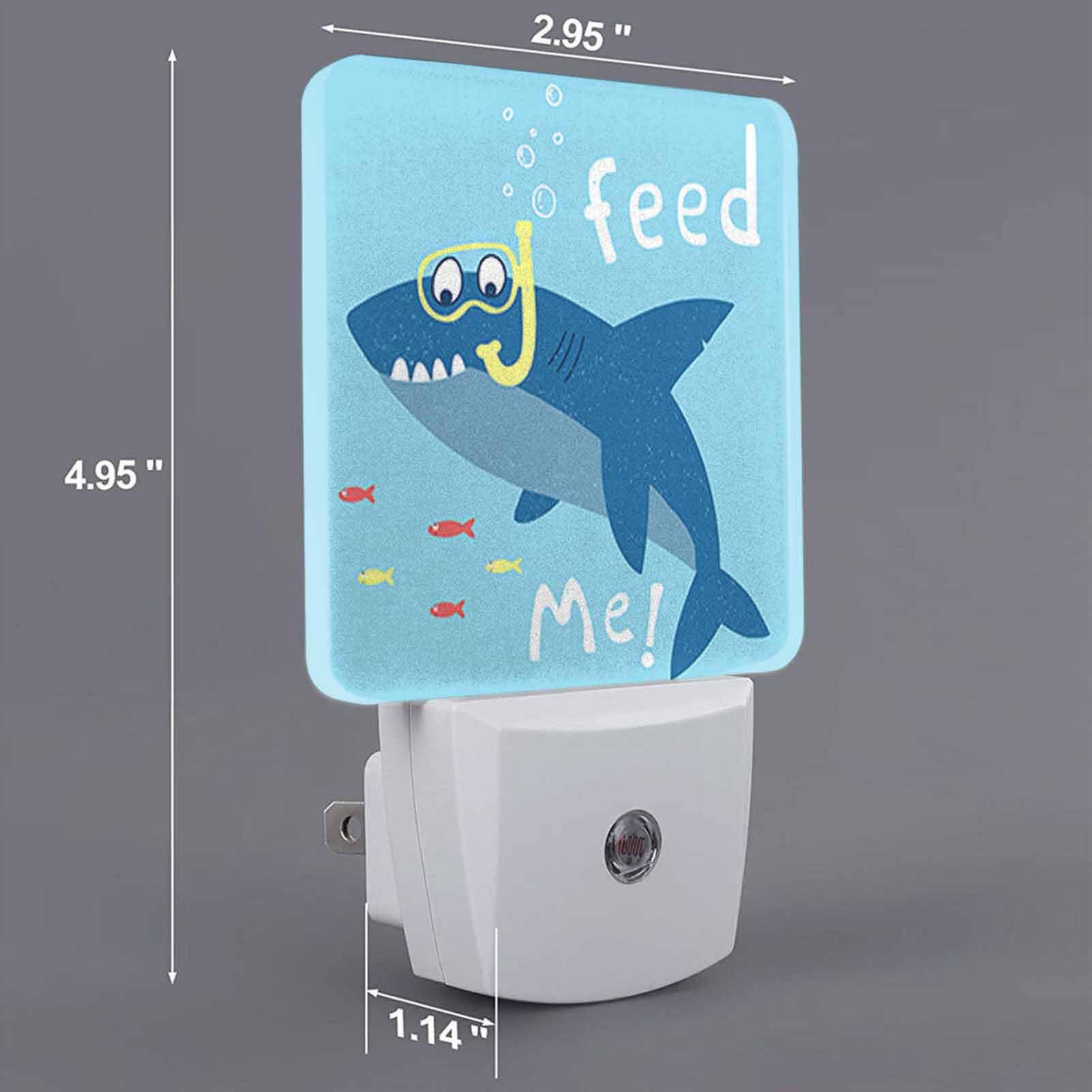 Chrobak LED Night Light, Funny Cartoon Shark, Energy Efficient, Plug-in with Dusk to Dawn Sensor, Model WML-Night-Light-231023-121, White