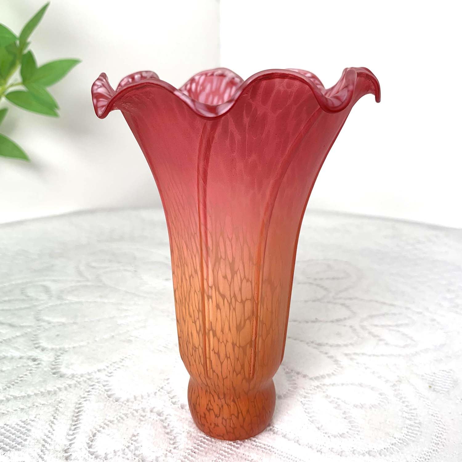 Bieye Blown Glass Lampshade, Large I.D. 1.26in x O.D. 1.5in, Orange Red, Model LILYSHADE