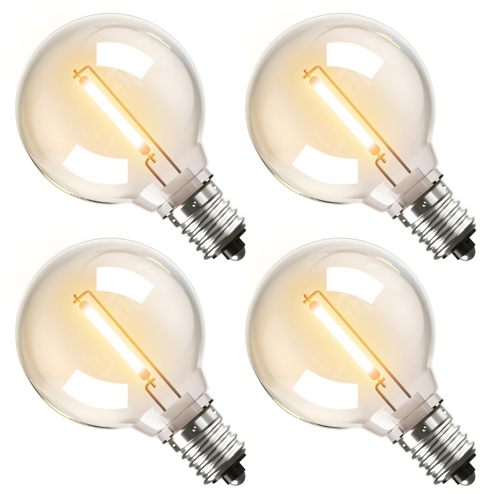 addlon 4 Pack G40 Solar Replacement Bulbs, E12 Screw Base 24V LED, Dimmable Shatterproof Bulbs Only for Solar Outdoor String Lig