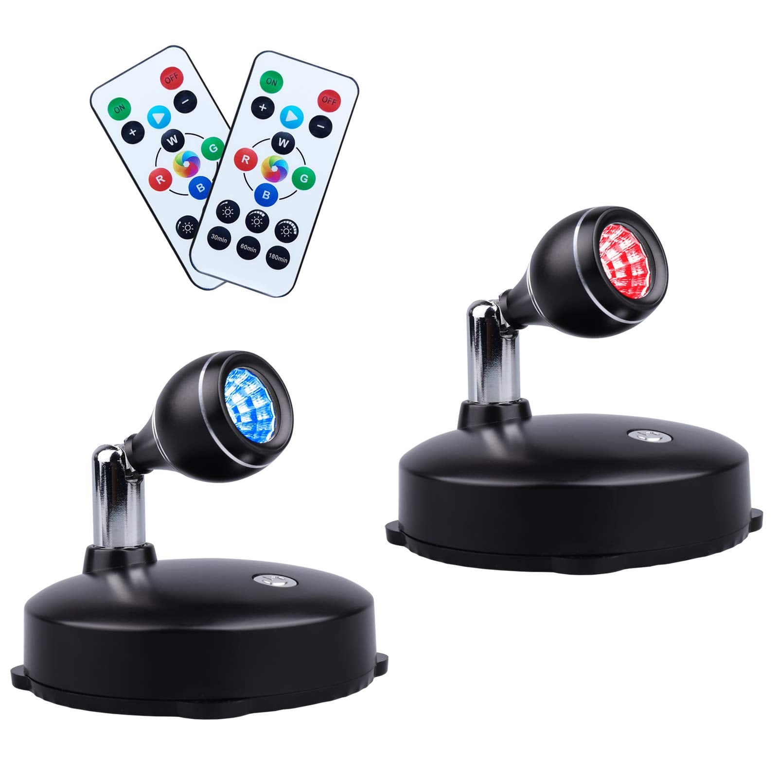 Leastyle Led Spot Light, Battery Operated Mini Rgb Accent Lights With Remote - 2 Pack