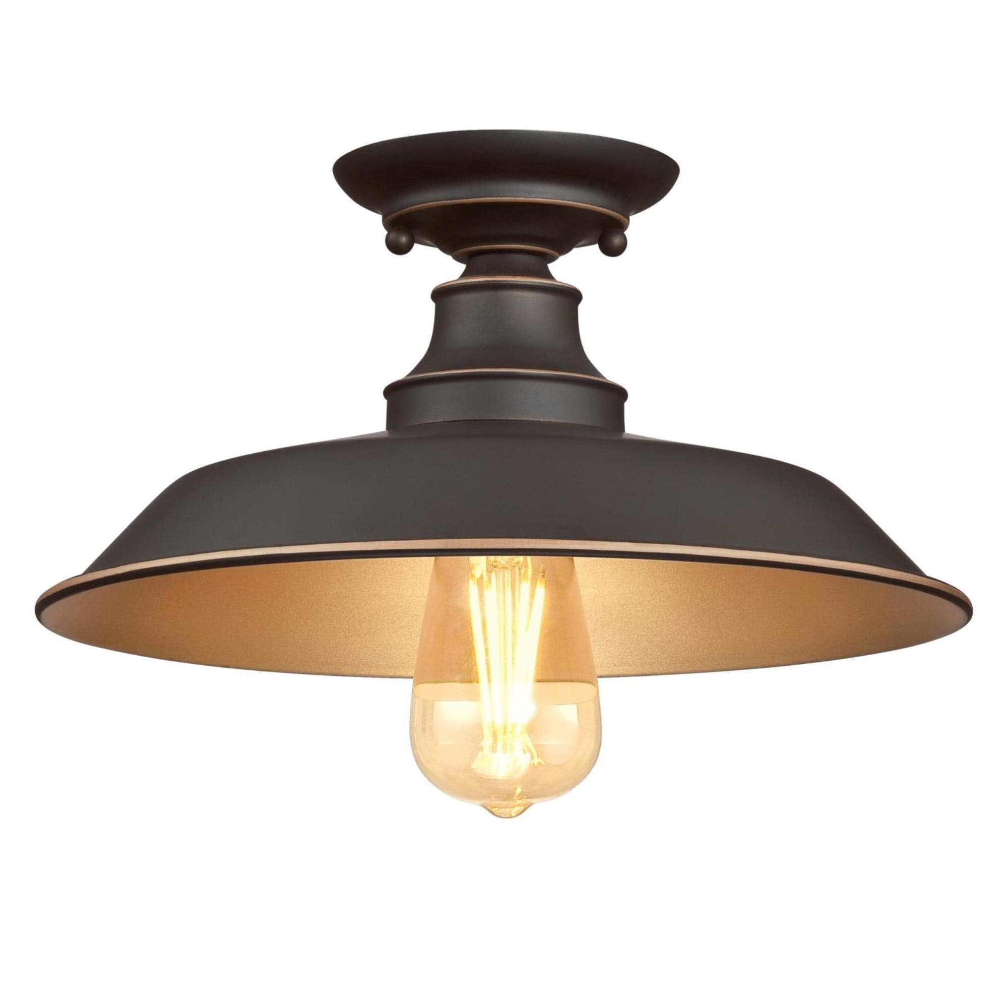 Westinghouse Iron Hill 12-Inch One-Light Semi Flush Mount Ceiling Light, Metal, Oil Rubbed Bronze Finish, Model 6370300