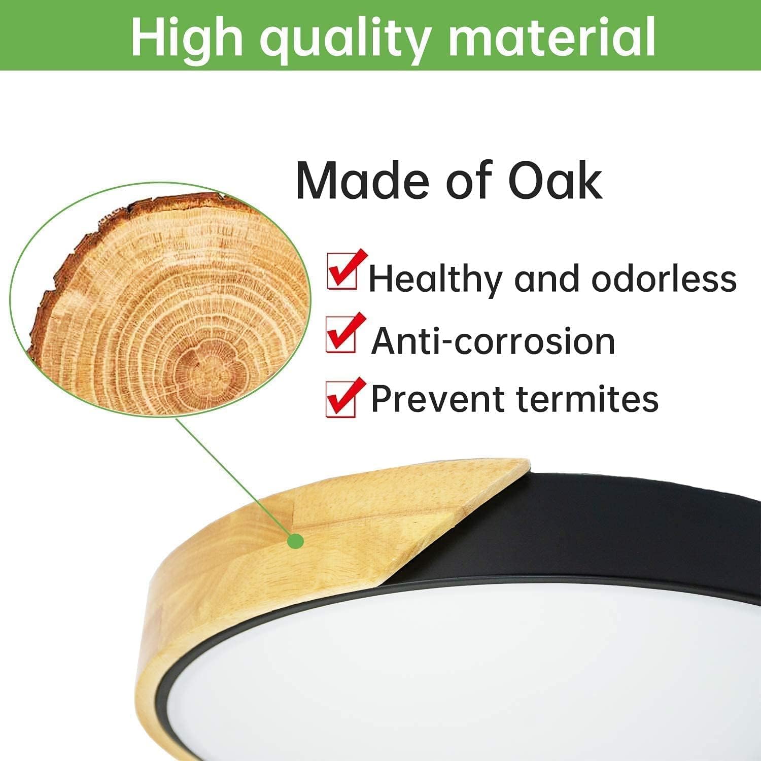 Wood Led Flush Mount Ceiling Light  3Cct 3000K-6500K Modern Black Close To Ceiling Lighting Fixtures  Minimalist Round Ceiling Light For Bedroom  Kitchen  Hallway  Laundry Room  Not Dimmable