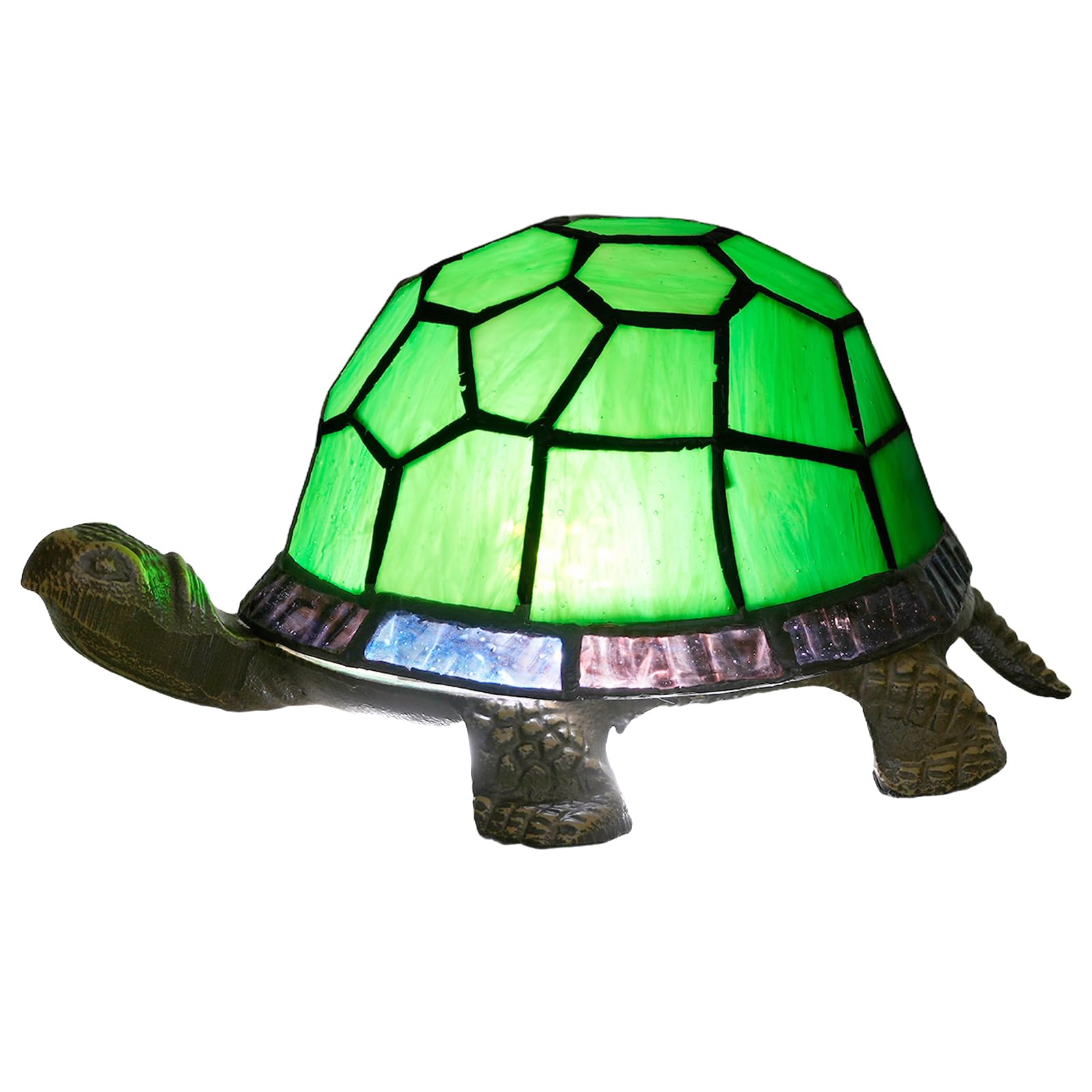 NUODITOS Tiffany Style Turtle Table Lamp Green Stained Glass Lamp Kids Children Animal Night Light for Home Decor Small Nightsta