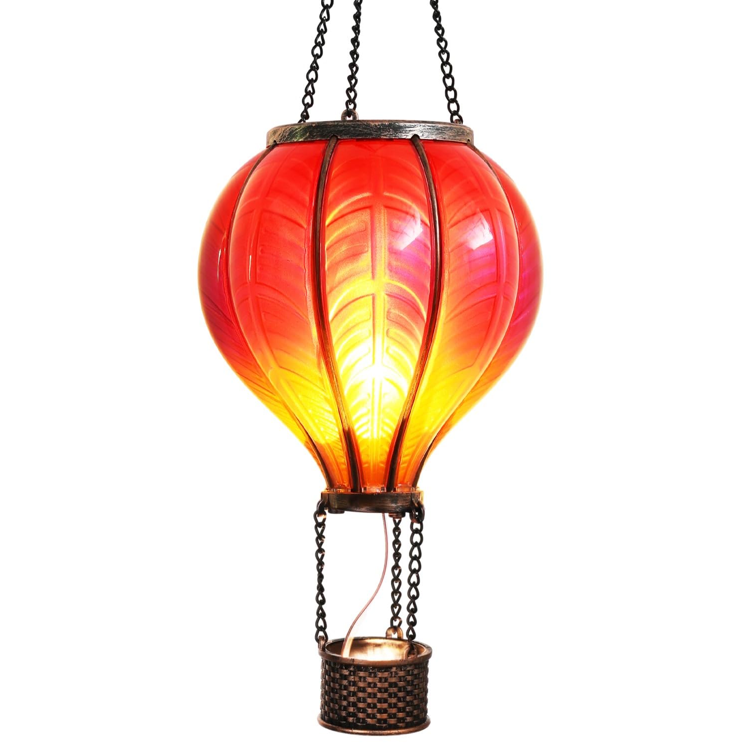 Teresa'S Collections Red Hot Air Balloon Solar Lantern - Flickering Flame Outdoor Decor