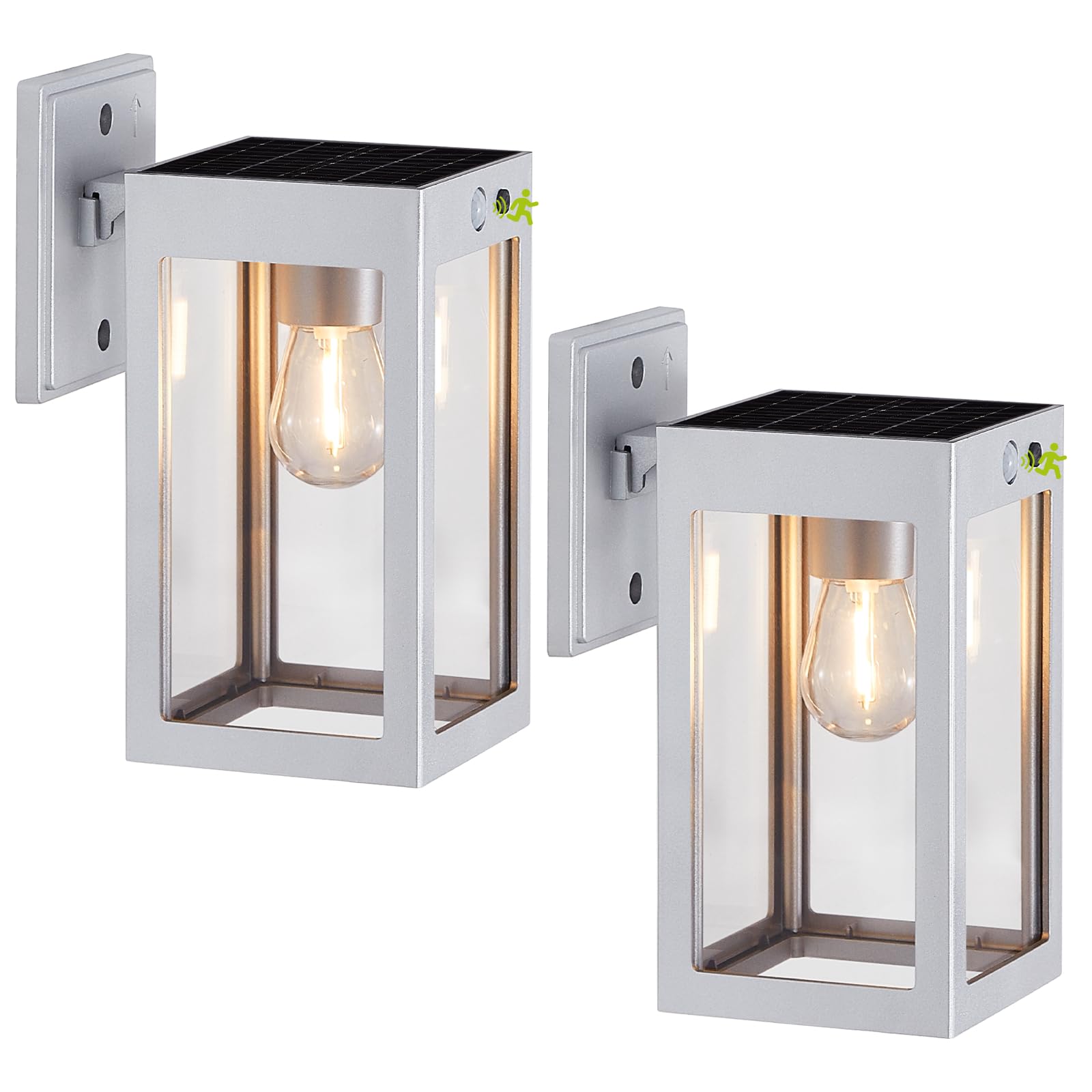 2 Pack Solar Porch Lights Outdoor Solar Wall Lights with 3 Lighting Modes&Motion Sensor  Dusk to Dawn Sconce Lights Wall Mount Exterior Wall Lantern Light Fixture for House  Garage Patio Shed