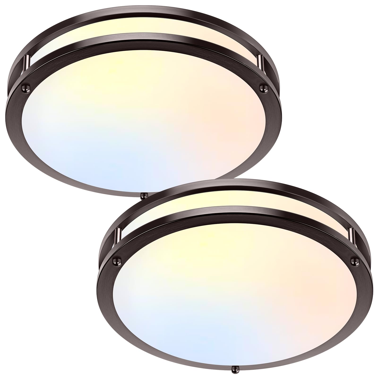 TOBUSA 2-Pack LED Ceiling Lights 36W 13 Inch Oil-Rubbed Bronze Flush Mount 5CCT Model 63633009-04