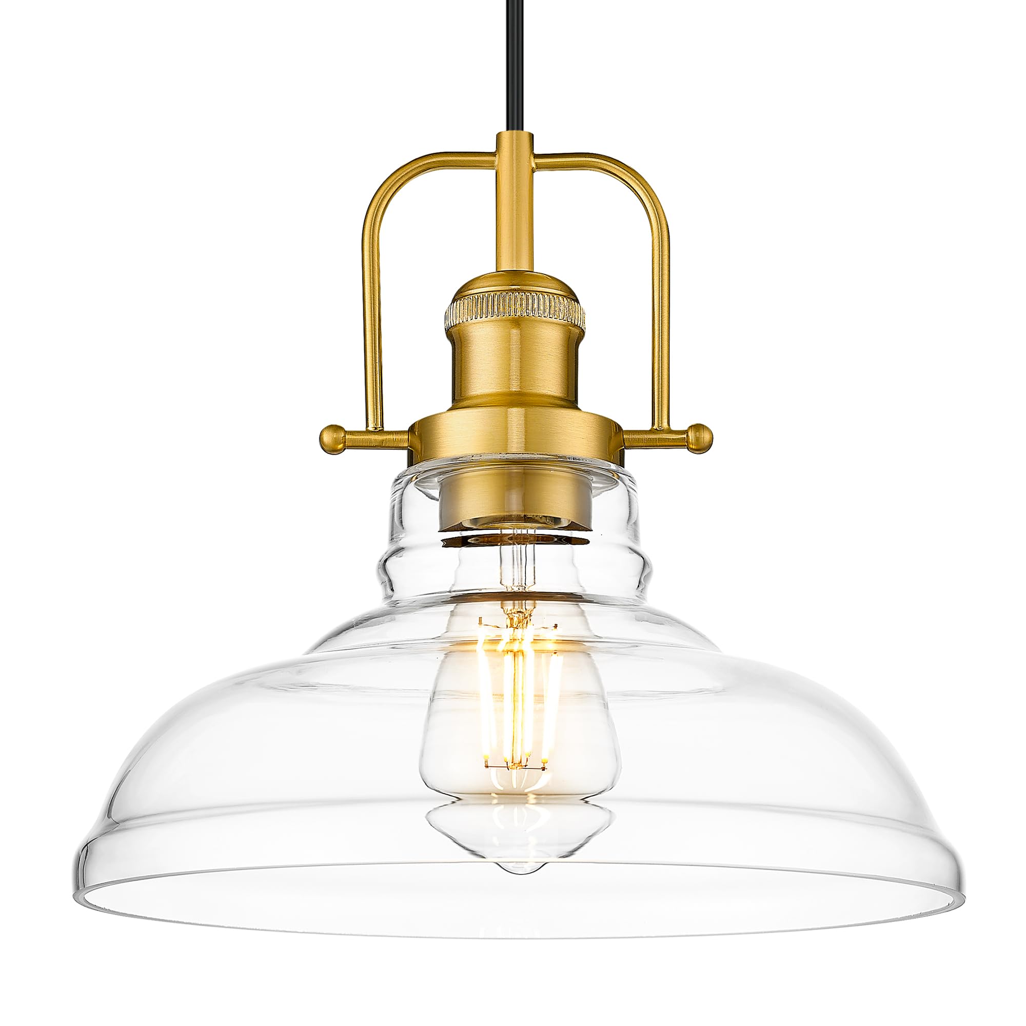 FEMILA 11 Gold Pendant Light Fixture  Vintage Pendant Lighting with Clear Glass Shade for Kitchen Island  Adjustable Hanging Light  Brushed Gold Pendant Lights  4FY09-MP BG