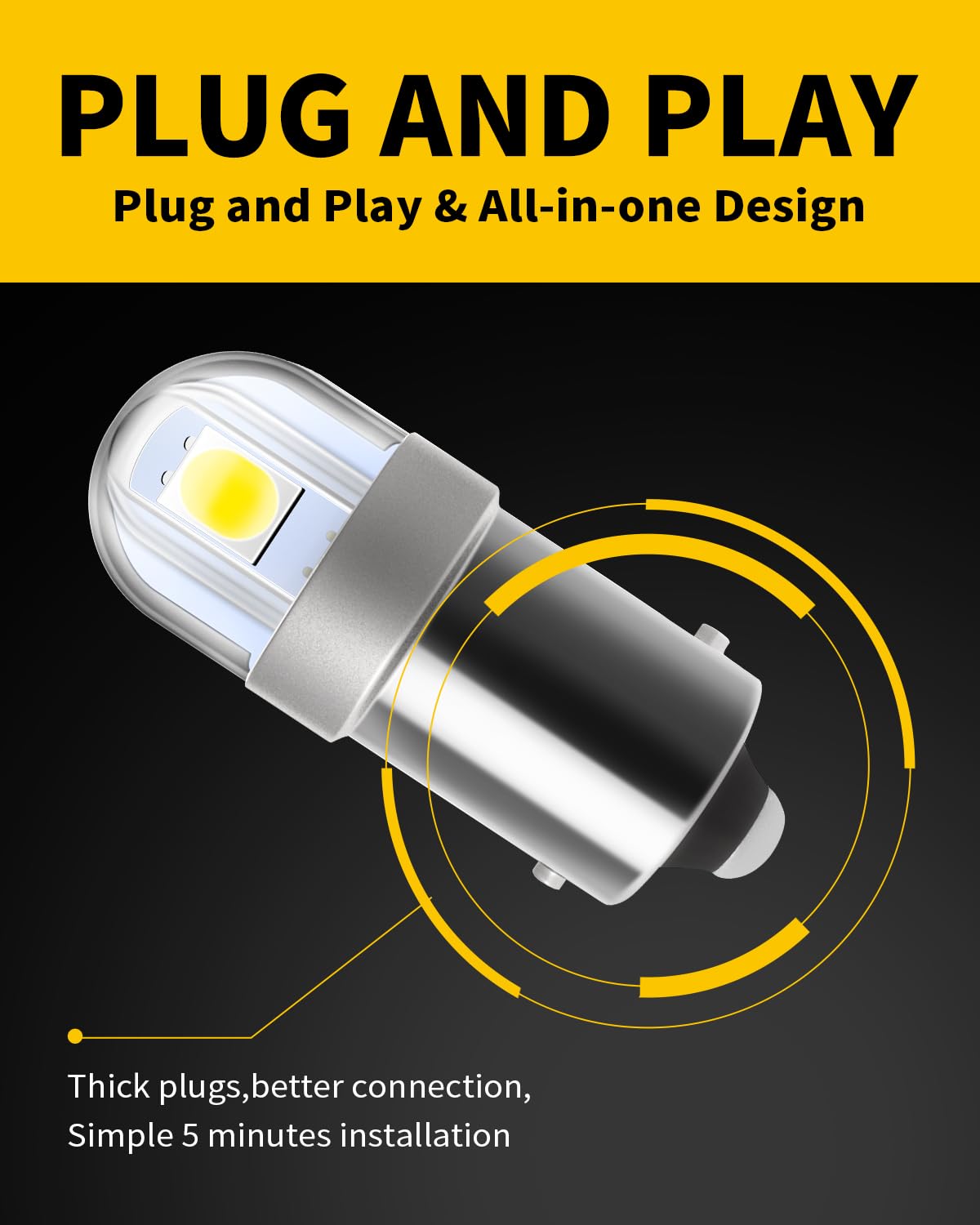 Antline BA9S LED Bulb, Super Bright White 12V Canbus Error Free for Dome, Map, License Plate & Glove Box Lights (Pack of 10)