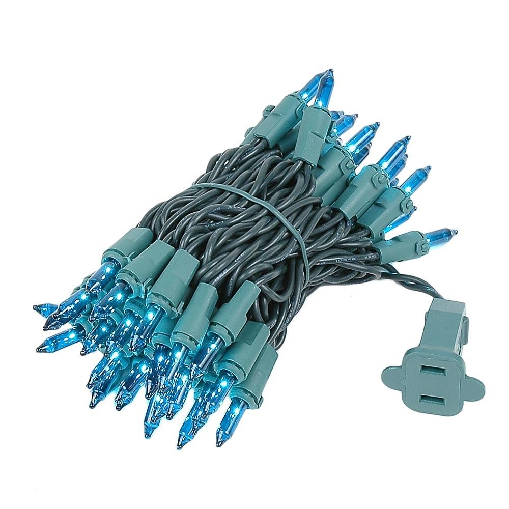 Novelty Lights 50 Light Mini String Light Set, Teal, Green Wire, Indoor/Outdoor, 11 Long, UL Listed, Model MRD-25B-2