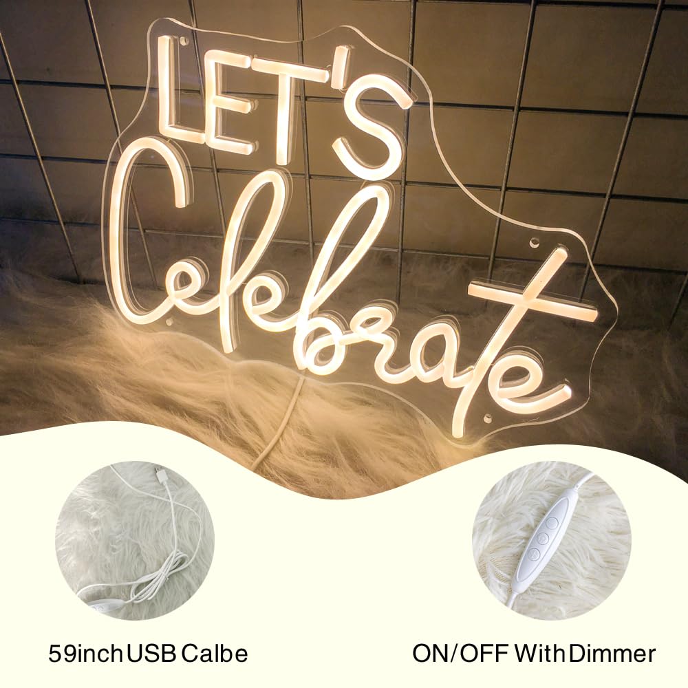 LetS Celebrate Neon Sign Warm White Led Neon Lights For Wall Decor Usb-Powered Neon Signs For Living Rooms  Dining Rooms Thanksgiving And Party Decorations(15X10.6)
