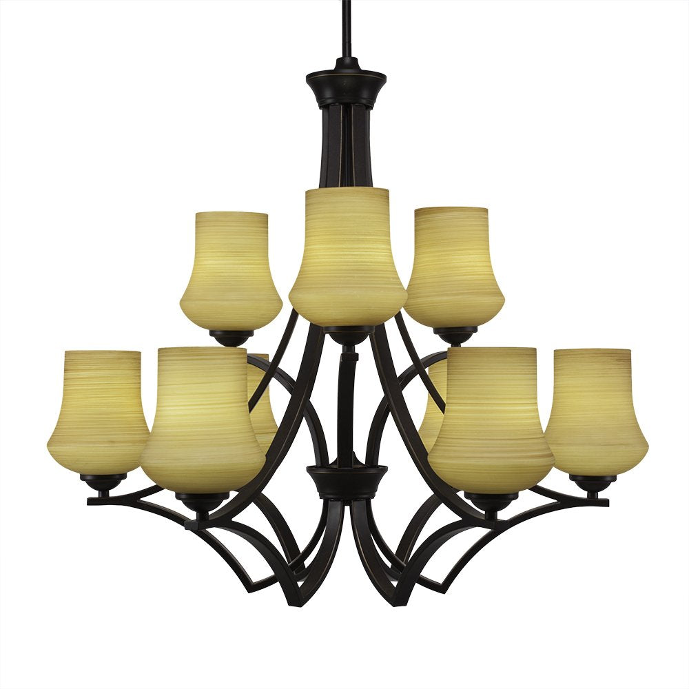 Toltec Lighting Zilo 9 Light Chandelier in Dark Granite (569-DG-680)