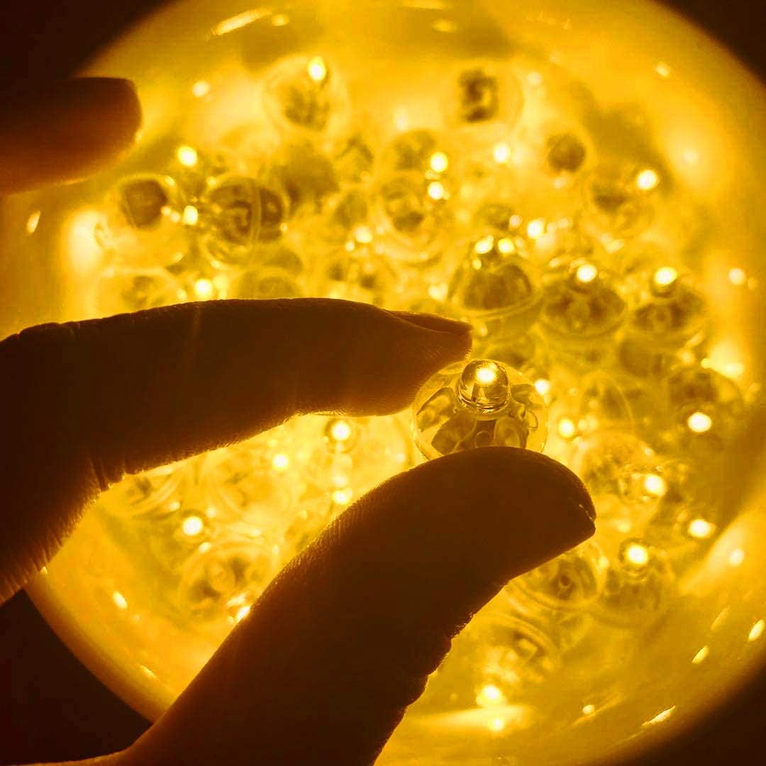 Jjgoo 50Pcs Yellow Led Balloon Light Mini Round Balls Lights, Waterproof Tiny Light Long Standby Time Lights For Balloon Paper Lantern Easter Eggs Birthday Party Wedding Halloween Christmas Decoration