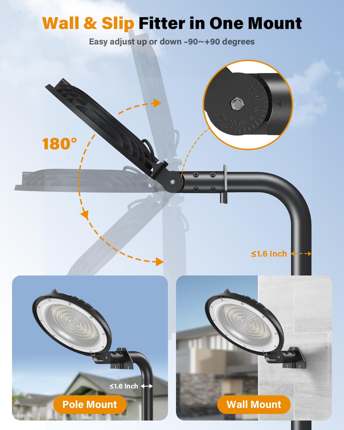 150W Led Flood Dusk To Dawn Outdoor Lighting, 21000Lm, 5000K, 110-277V Commercial Wall Mounted Street Yard Security Area Light F