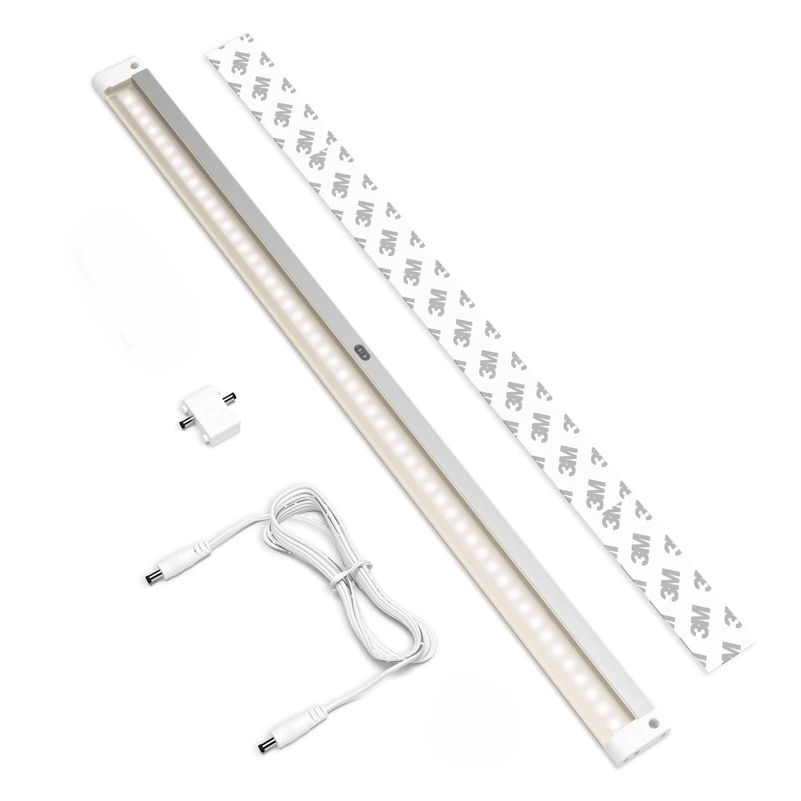 EShine LED Dimmable Under Cabinet Lighting Strip, 20 Inch, Warm White (3000K), Model ELW500PW, No Sensor, Accessories Included