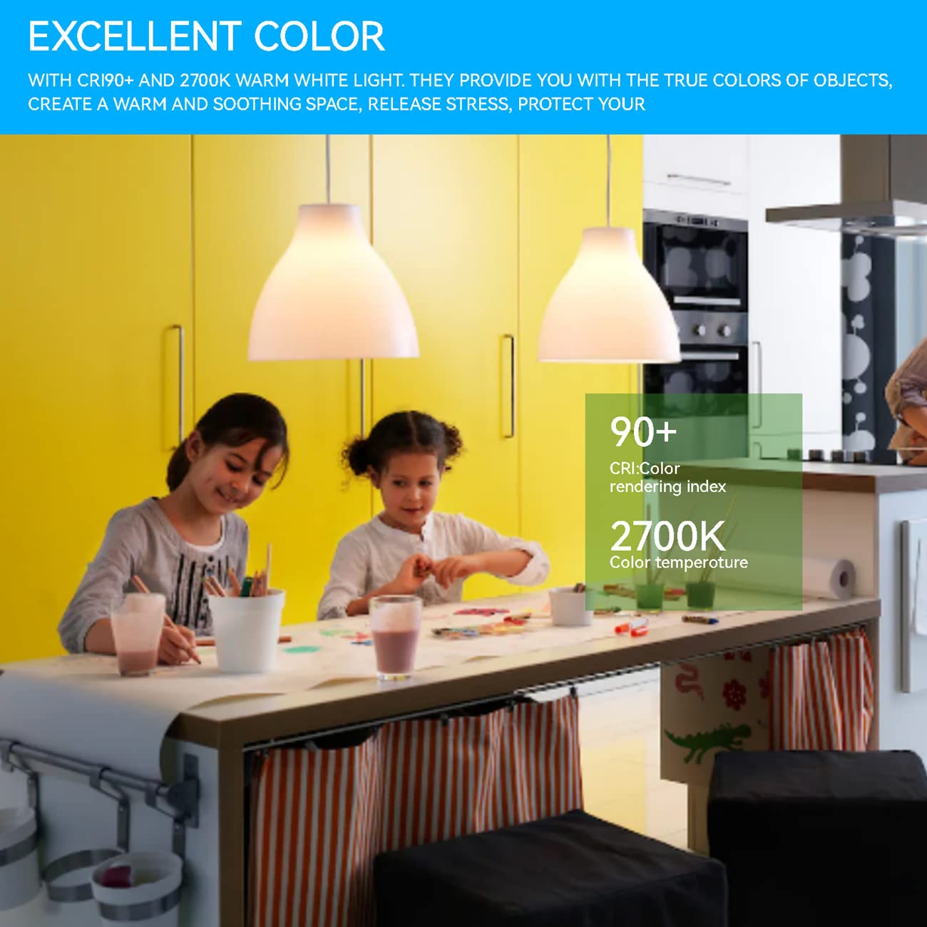 Jensense Edison LED Dimmable Light Bulbs 7W 3000K Warm White 6 Pack ST58 E26 Screw Base, 800 Lumen, CRI90+