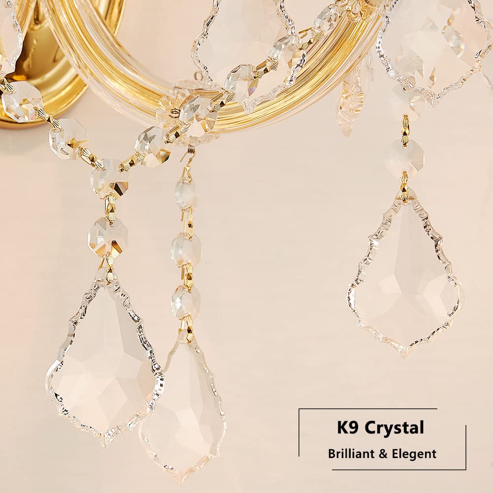 Tmafon Crystal Wall Lights, Modern Sconce - Brilliant 2 Lights Maria Theresa Wall Lamp Light Fixtures, Gold Wall Mounted Lamp Fo