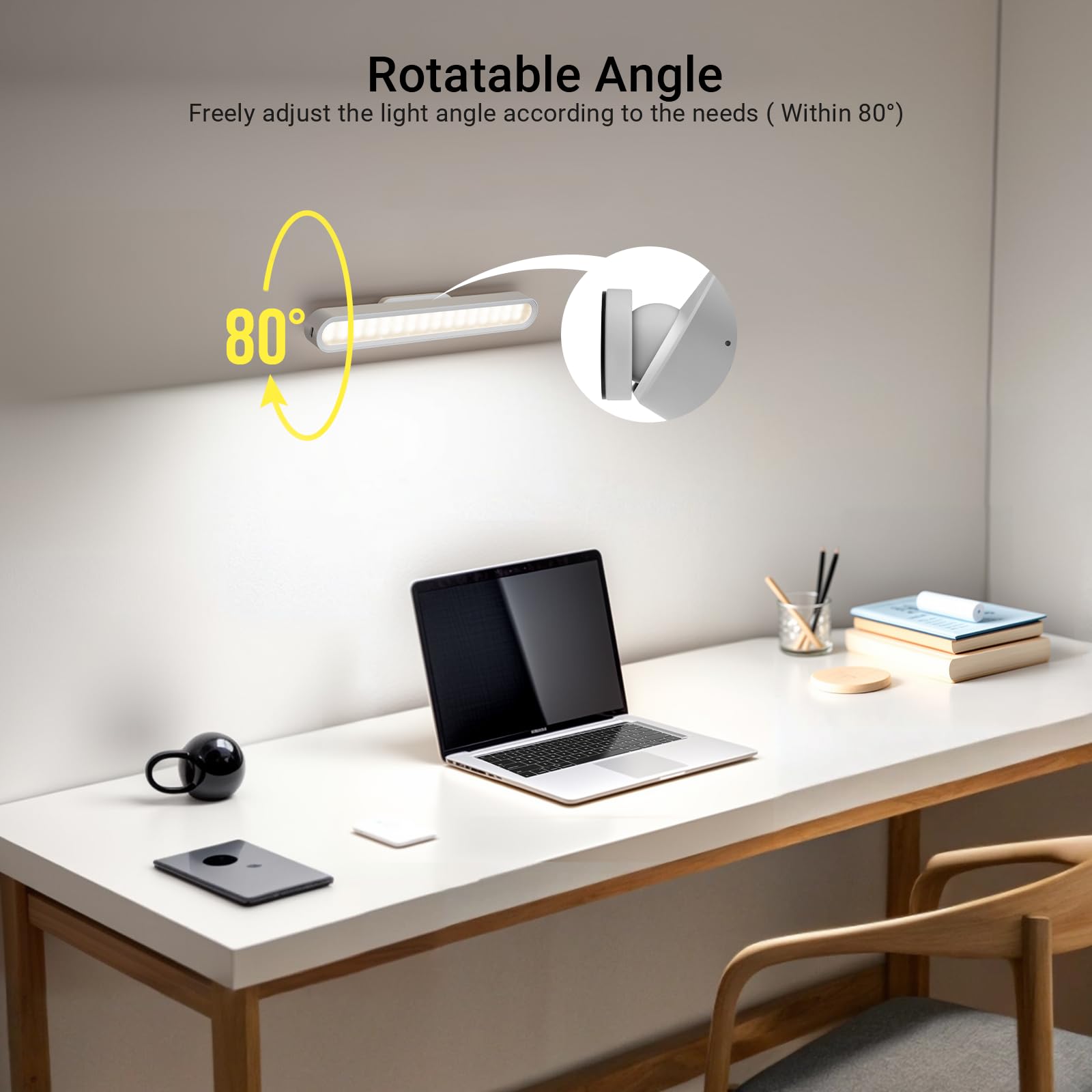 Aksda Under Cabinet Lights, 2600Mah Rechargeable Mirror Light, 3 Colors Adjustable Magnetic Dimmable Closet Lights With 50 Led,