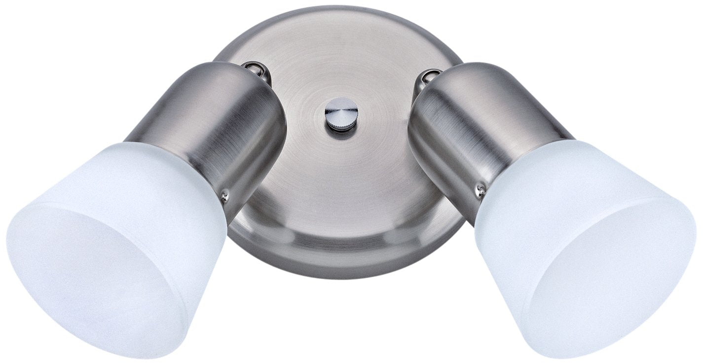 Canarm ICW5251 Ceiling/Wall Light Fixture, 2 Light, Chrome Finish, Brushed Pewter and Glass