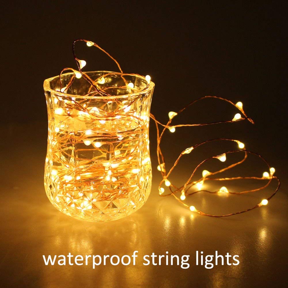 ZAECANY LED String Lights 300 LEDs Dimmable 99ft Copper Warm White with Remote Control