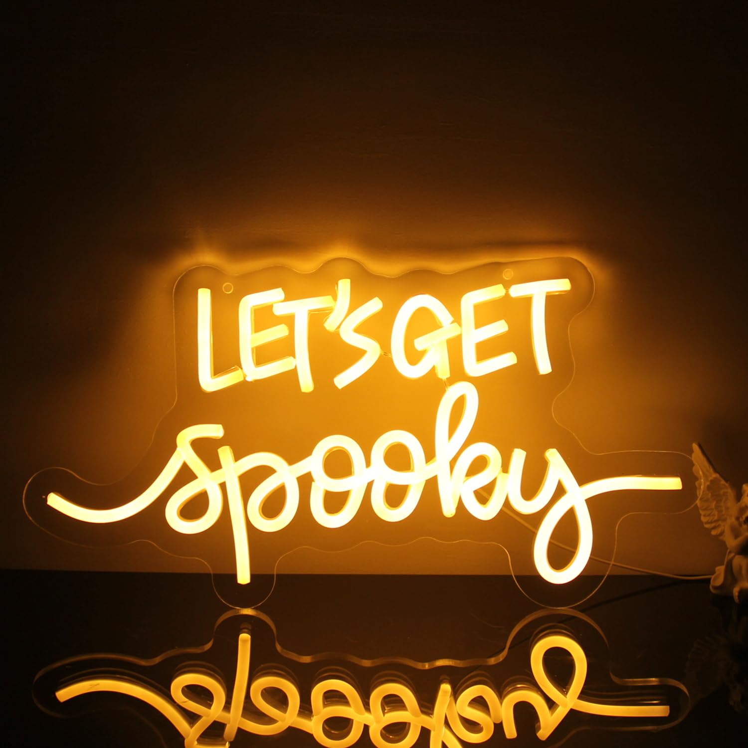 CKTBLEY Neon Sign - Spooky Halloween Quote LED Light - Acrylic - Orange - 16.5inx8.8in - Model CC-Spooky
