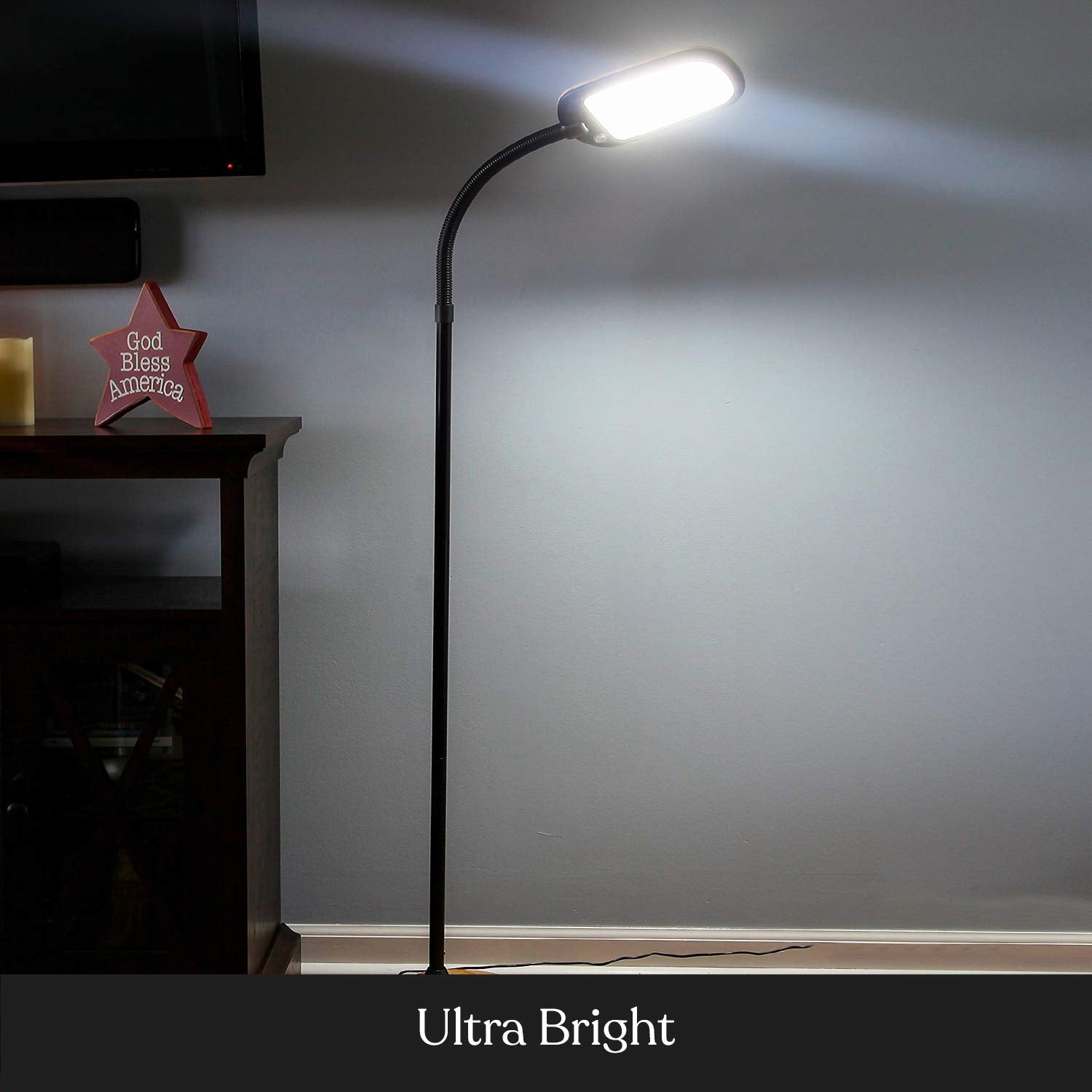 Brightech Litespan Slim Floor Lamp, Modern Led Lamp For Living Rooms & Offices, Tall Lamp With Adjustable Gooseneck, Work Light