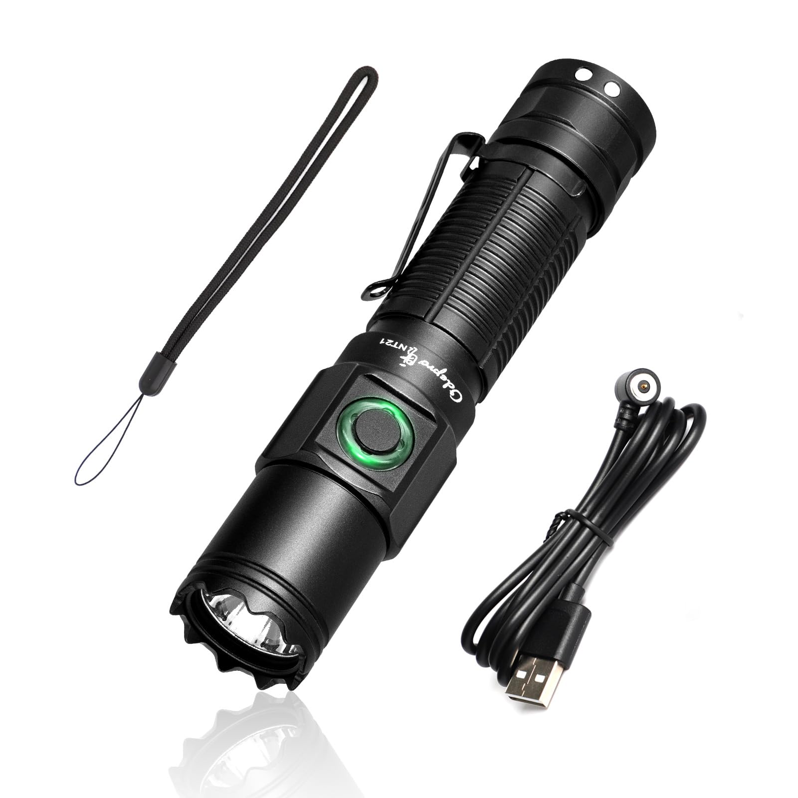 Odepro Nt21 1200 Lumens Small Bright Rechargeable Flashlight With Power Display, Ip67 Waterproof, 5 Light Modes, 984Ft Long Thro