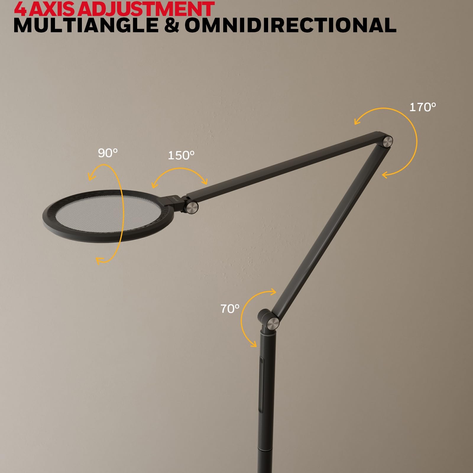 Honeywell LED Floor Lamp - Dimmable Standing Light, 5 Colors & Brightness, Black, Model HWL-F01BK