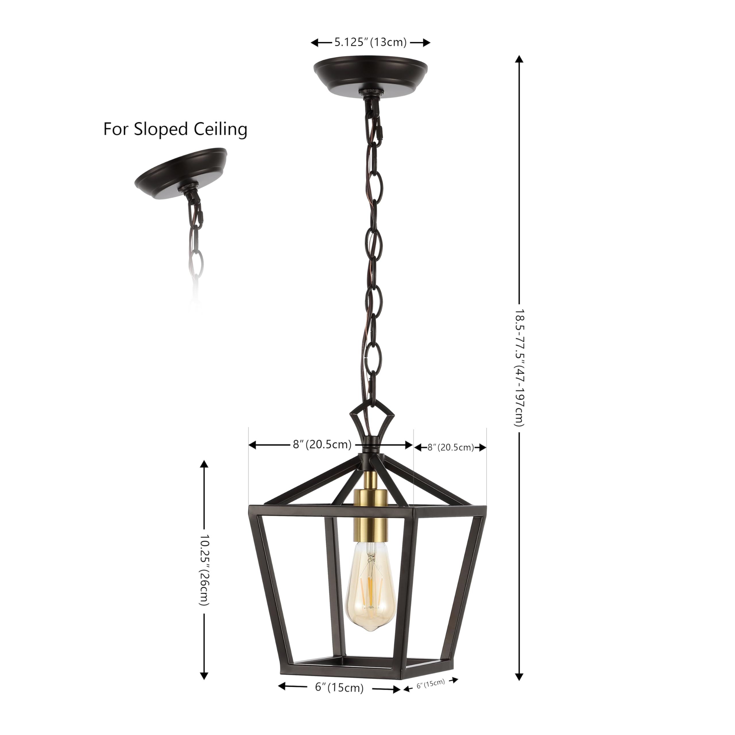 Jonathan Y Jyl7618C Pagoda 8'' 1-Light Vintage Farmhouse Iron Chain Pagoda Led Pendant Minimalist, Rustic, Industrial, Classic,