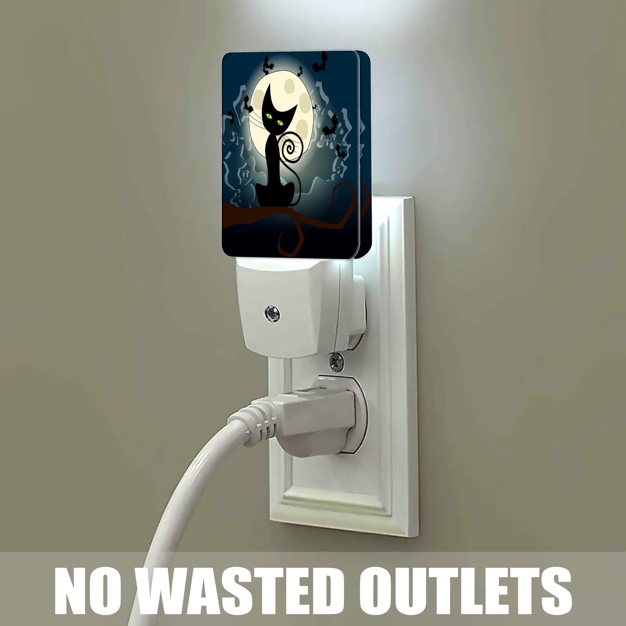 Jopowide Night Light - Black Cat Fantasy Halloween, Acrylic, Dusk to Dawn Sensor, Model SBD04