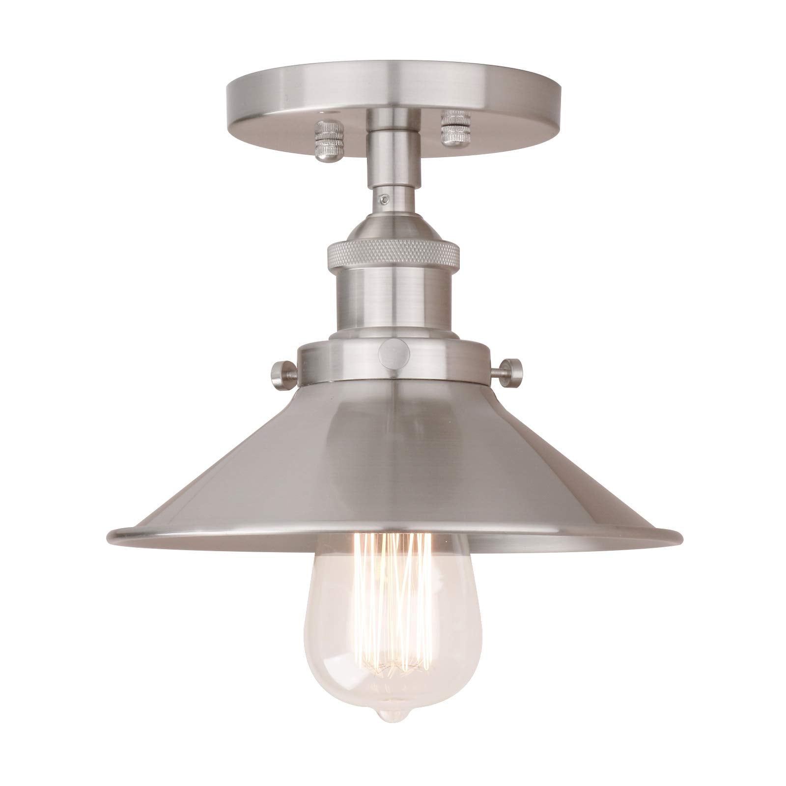 Pathson Vintage Ceiling Light with Metal Shade, Farmhouse Ceiling Lamp Fixtures for Hallway Loft Kitchen Bar, Semi-Flush Mounted