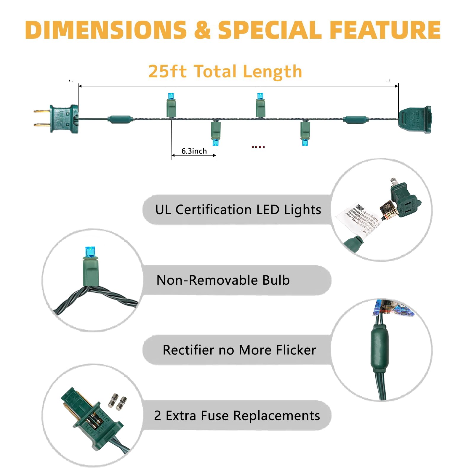Aqua Led Christmas Lights - 25Ft 50 Counts Christmas Lights Outdoor Waterproof, 5Mm Wide Angle Commercial Grade Mini Lights, Ind
