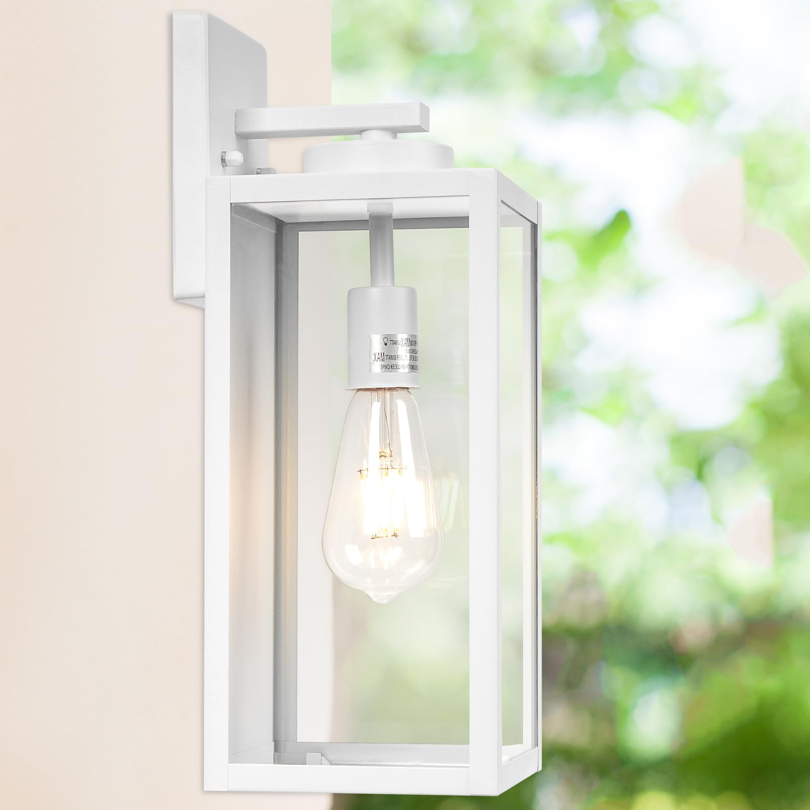 Yolsunes 16-Inch Large Outdoor Wall Light Fixture  White Exterior Wall Lantern Waterproof  Farmhouse Porch Sconce Lighting With Glass  Modern Outside Lights For House  Garage  Patio Lamp  2 Packs