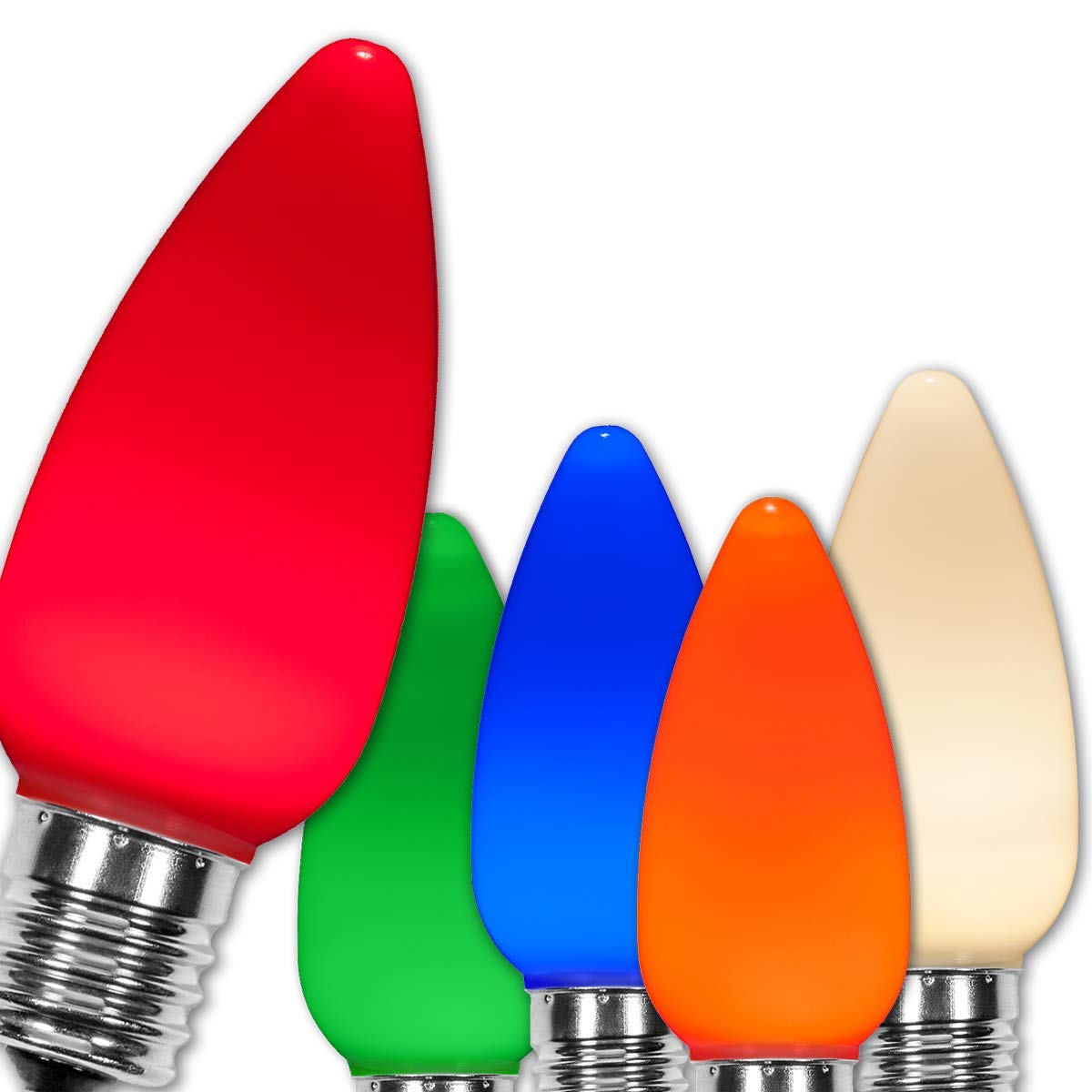 Wintergreen Lighting 25 Pack Opticore C9 Multicolor Smooth Finish Led Christmas Light Bulbs  Heavy Duty E17 Base Outdoor Christmas Lights Replacement
